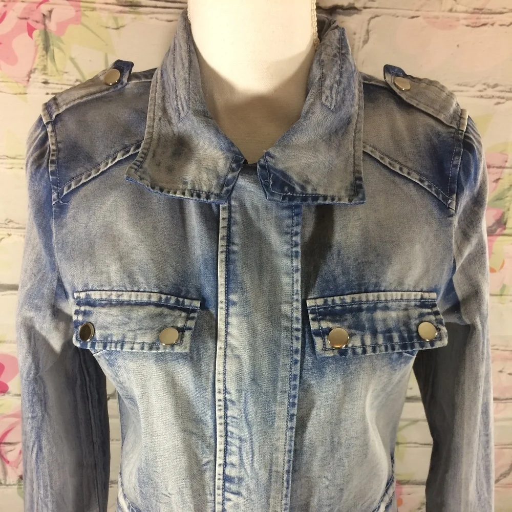 Shasa Acid Wash Denim Jacket Size Medium Lagenlook - Picture 2 of 8